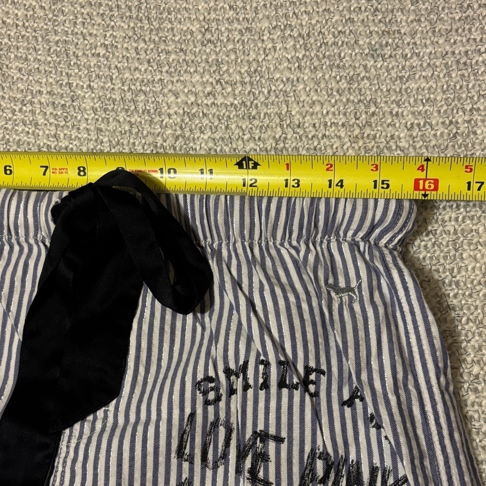 Vintage Victoria's Secret PINK Striped Blue Metallic Pajama Pants - Picture 4 of 10